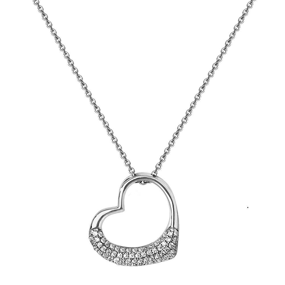Silver 925 Floating Heart with Cubic Zirconia Pendant Necklace - NiaYou Jewellery