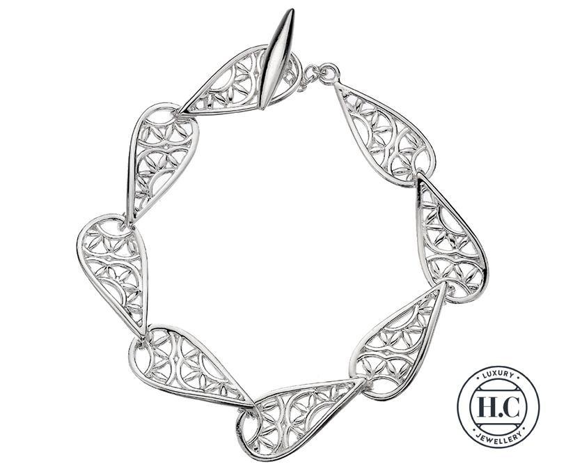 Silver 925 Geometric Teardrop Links Bracelet - NiaYou Jewellery