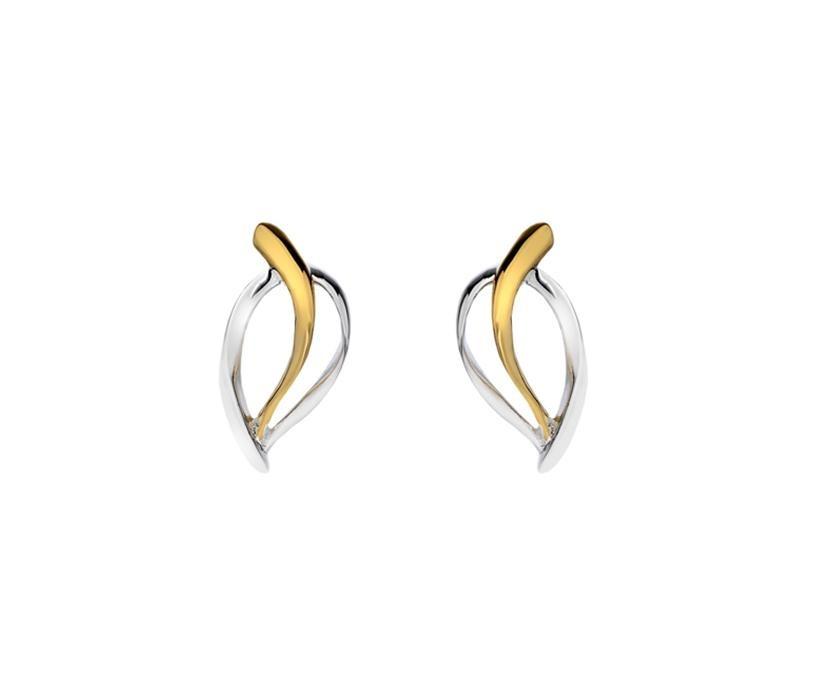 Silver 925 Gold Plated Abstract Leaf Stud Earrings - NiaYou Jewellery