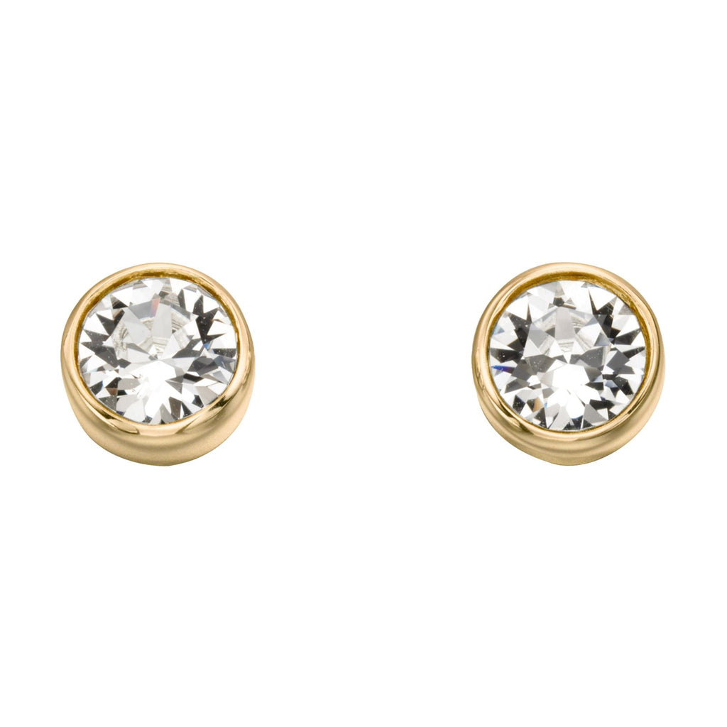 Silver 925 Gold Plated CZ Birthstone Rubover Stud Earrings - January to December - NiaYou Jewellery