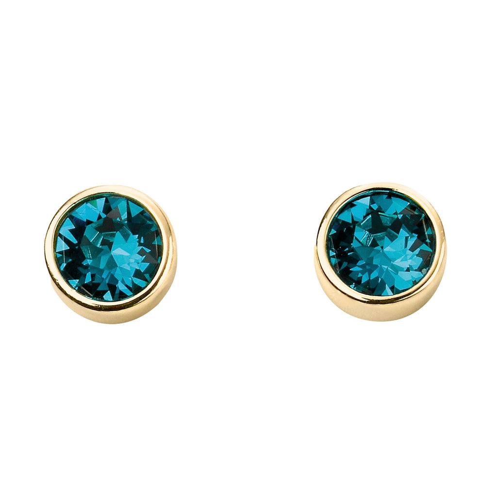 Silver 925 Gold Plated CZ Birthstone Rubover Stud Earrings - January to December - NiaYou Jewellery