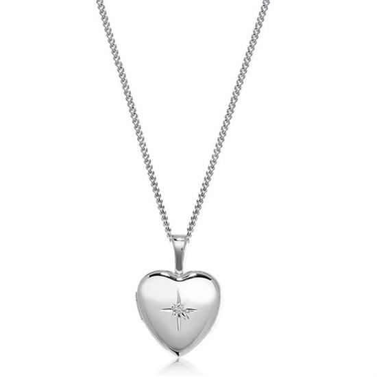 Silver 925 Heart Locket with Diamond Necklace - NiaYou Jewellery