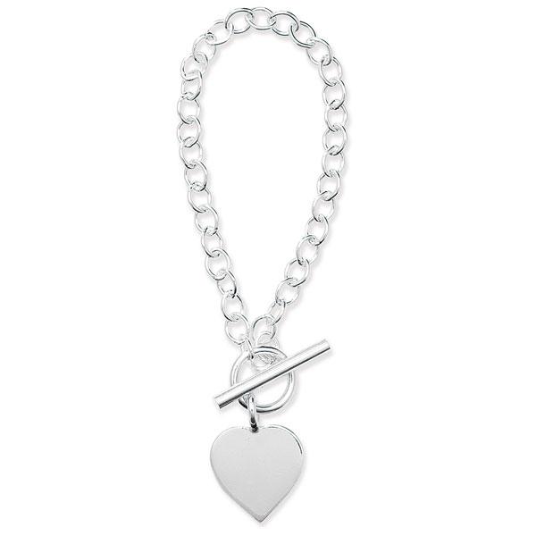 Silver 925 Heart Tag and T- Bar Bracelet - NiaYou Jewellery