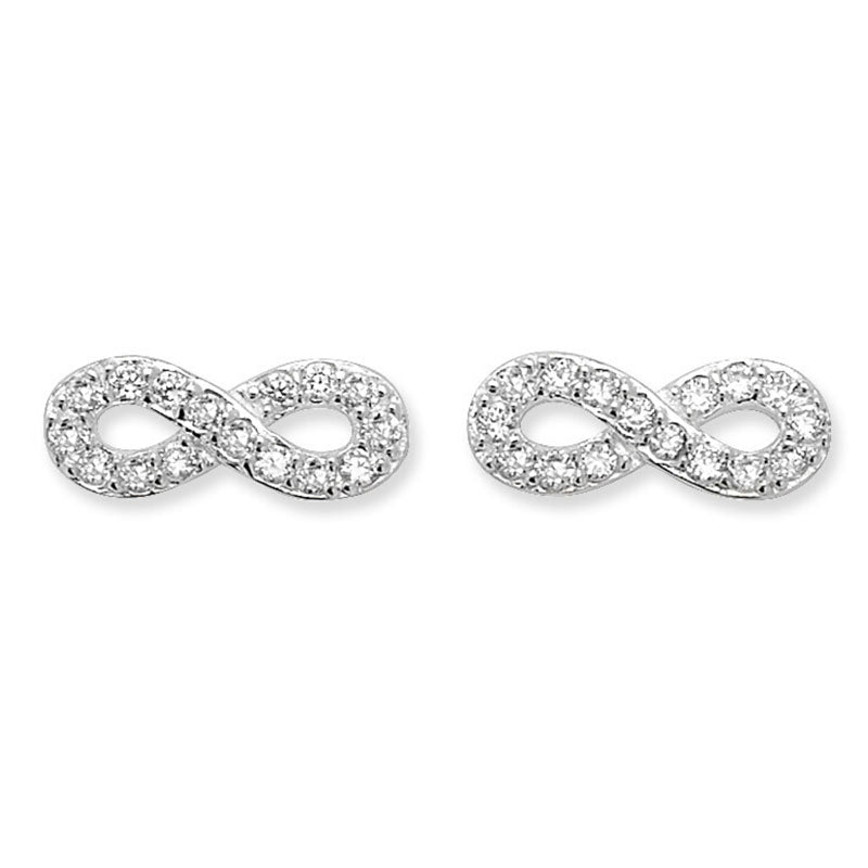 Silver 925 Infinity Pave' Stud Earrings - NiaYou Jewellery
