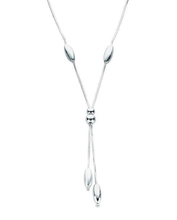 Silver 925 Lariat Necklace with Oval Silver Drops - NiaYou Jewellery