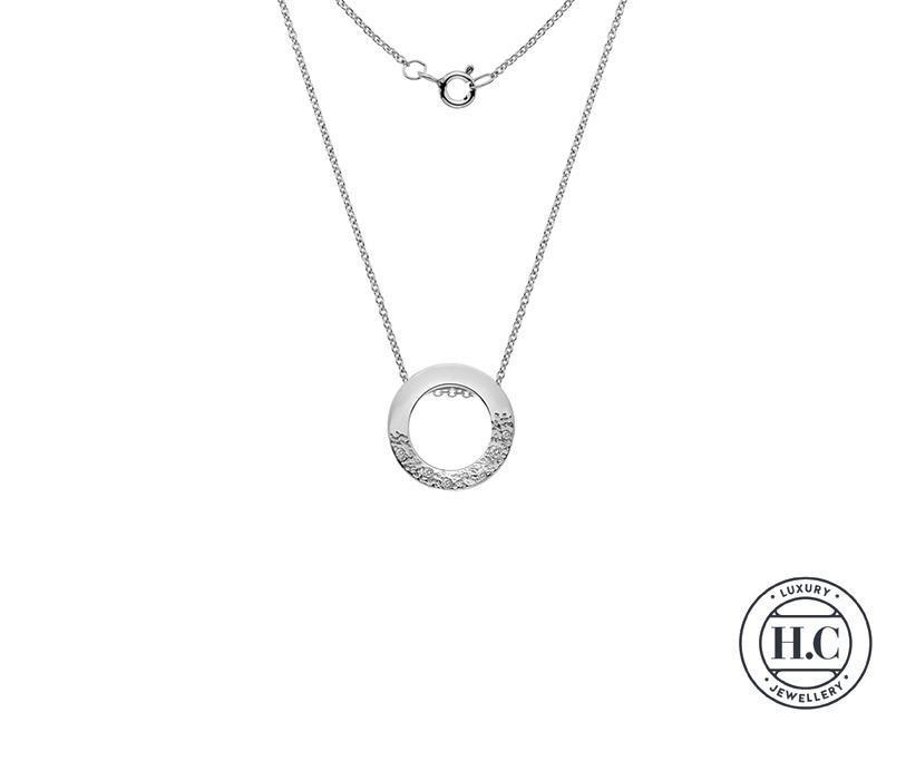 Silver 925 Luna Circle Pendant Necklace with Cubic Zirconia - NiaYou Jewellery