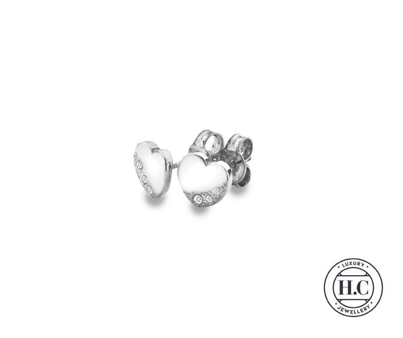 Silver 925 Luna Heart Stud Earrings with Cubic Zirconia - NiaYou Jewellery