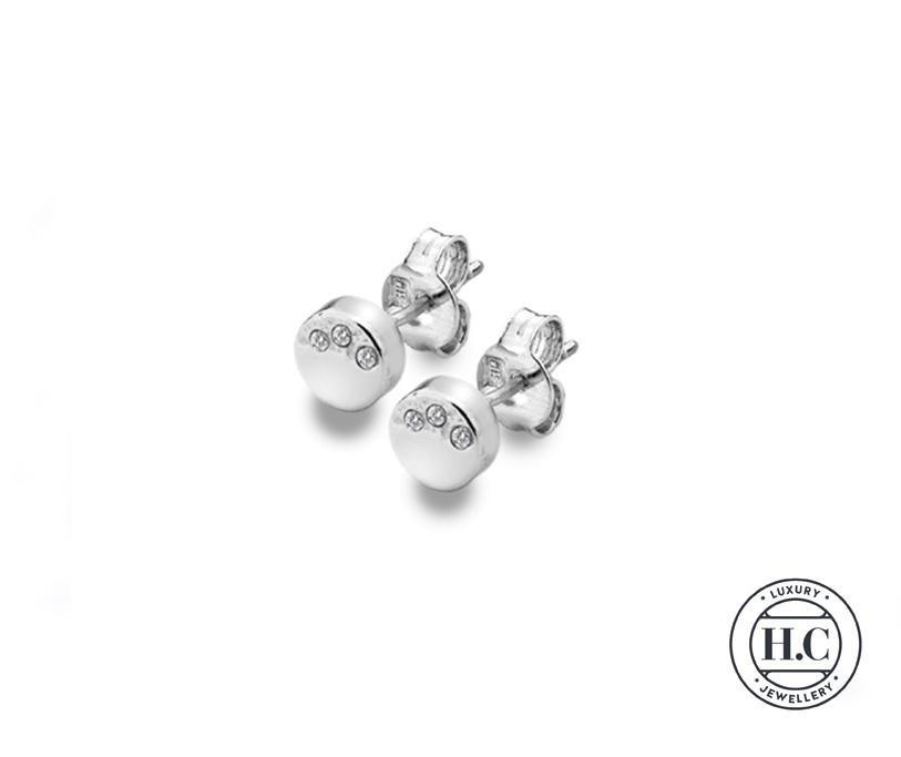Silver 925 Luna Round Stud Earrings with Cubic Zirconia - NiaYou Jewellery