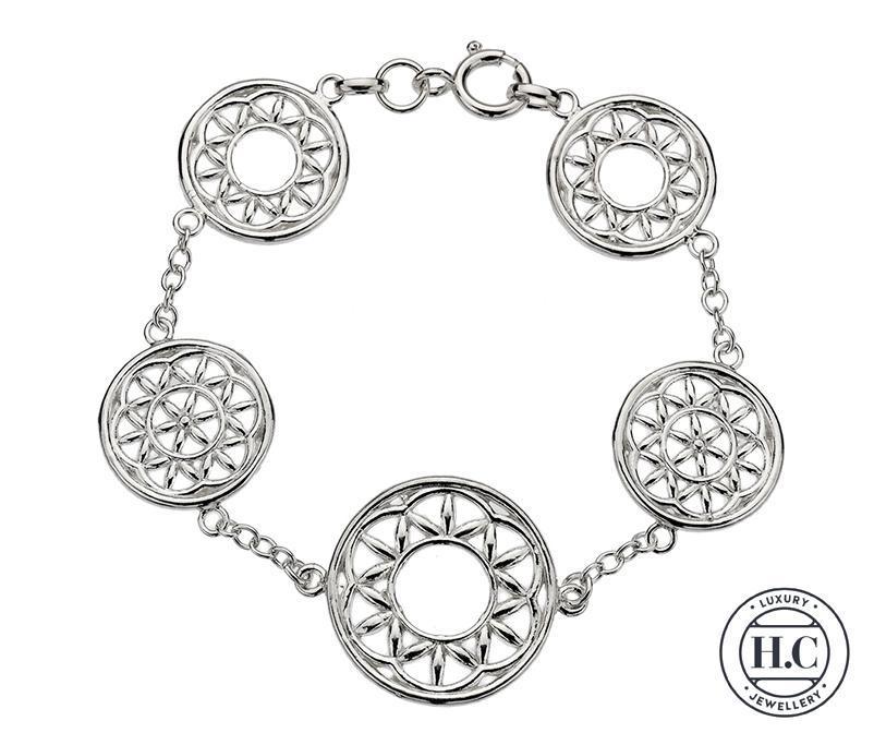 Silver 925 Multi Circle Bracelet with Flowers - NiaYou Jewellery