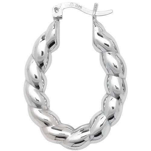Silver 925 Oval Twist Creole Earrings 30 mm - NiaYou Jewellery