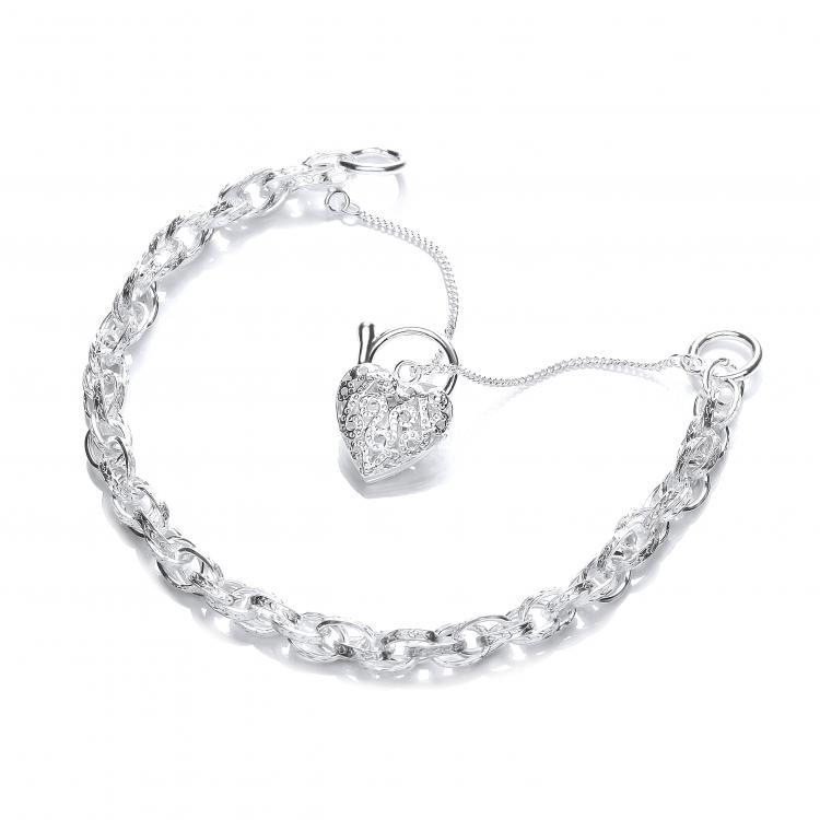 Silver 925 Padlock Filigree Heart Bracelet - NiaYou Jewellery