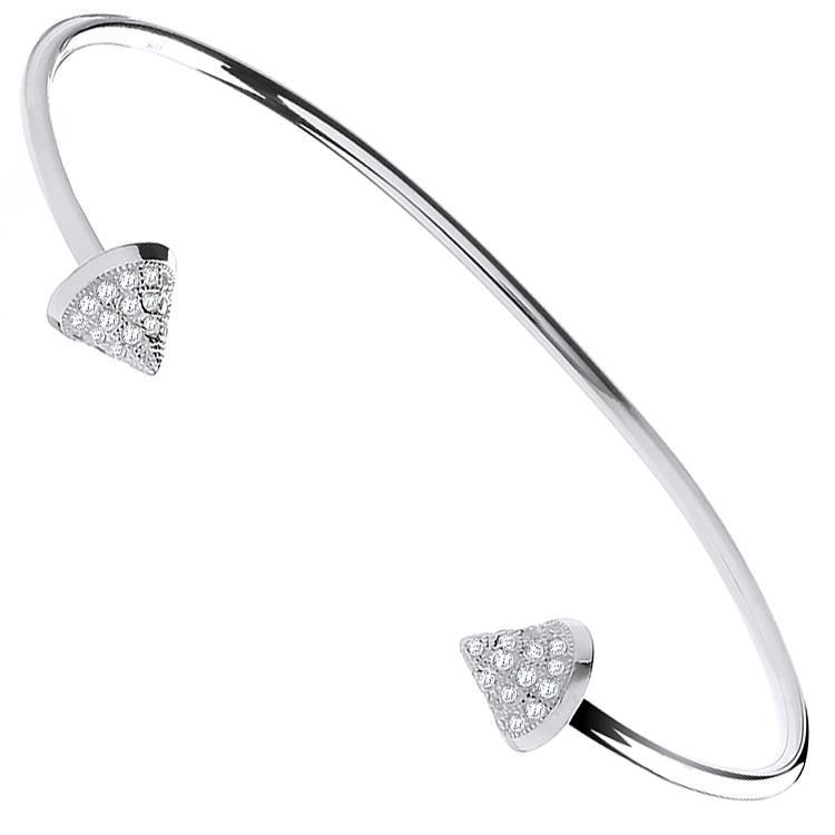 Silver 925 Pyramid Cones with Cubic Zirconia Bangle - NiaYou Jewellery