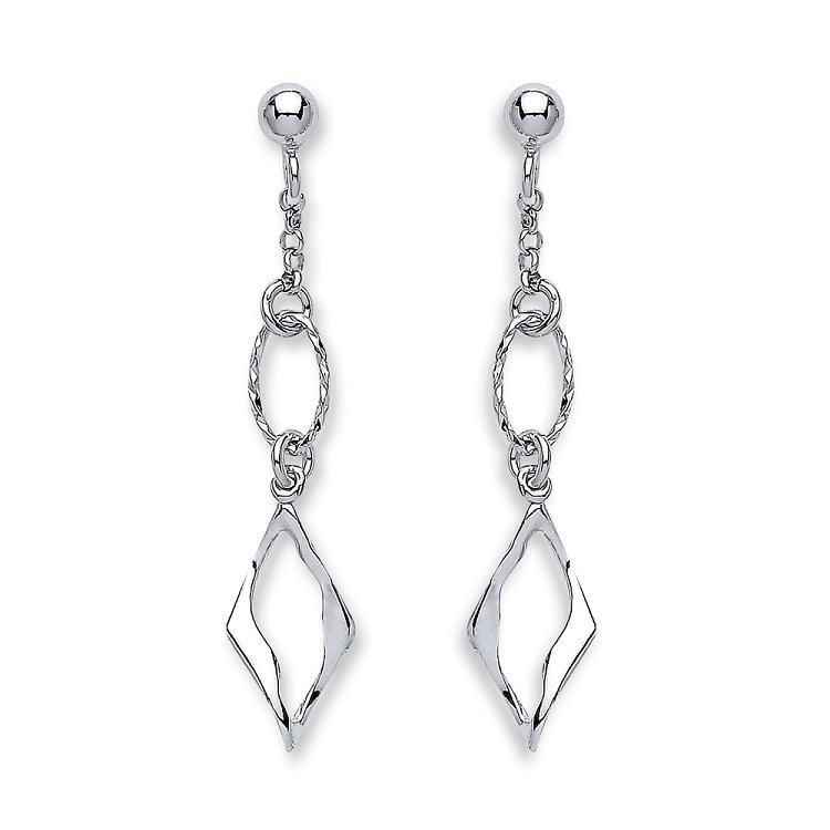 Silver 925 Rhombus Link Drop Earrings - NiaYou Jewellery