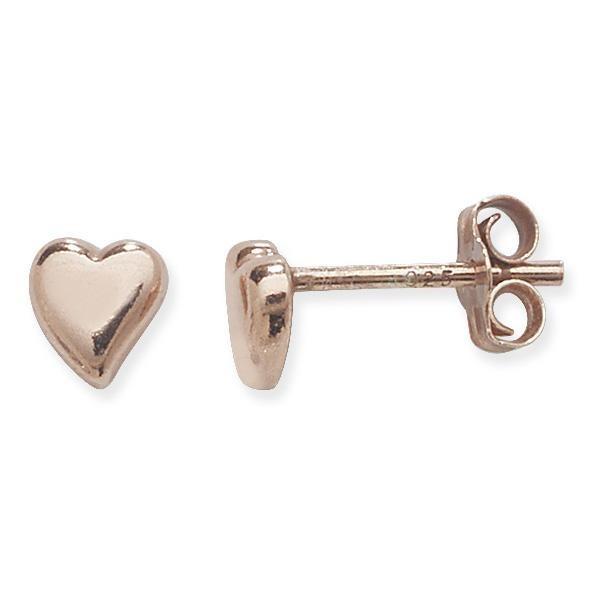 Silver 925 Rose Gold Plated Small Heart Stud Earrings - NiaYou Jewellery