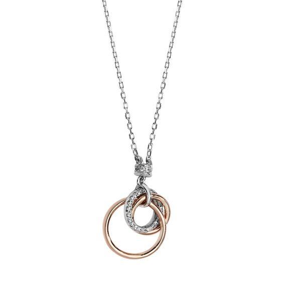 Silver 925 Rose Gold Plated Three Interlocking Circles Necklace - NiaYou Jewellery