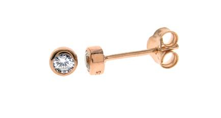 Silver 925 Rose Gold Vermeil Rub Over Stud Earrings 4 MM - NiaYou Jewellery