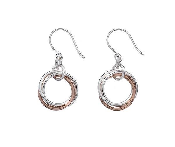 Silver 925 Rose Gold Vermeil Three Circle Drop Earrings - NiaYou Jewellery