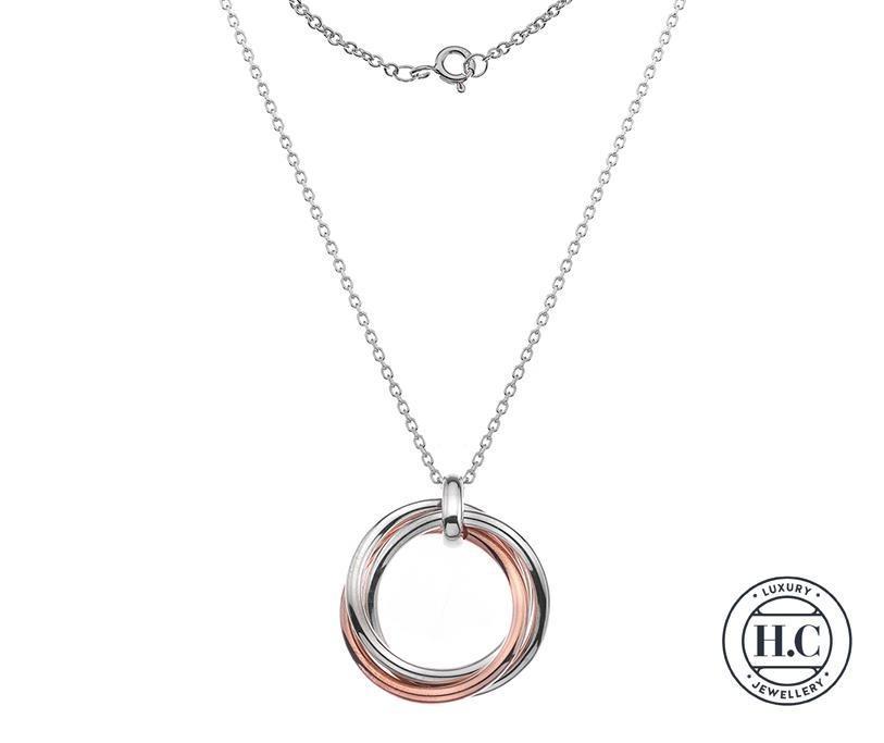 Silver 925 Rose Gold Vermeil Three Circle Pendant Necklace - NiaYou Jewellery