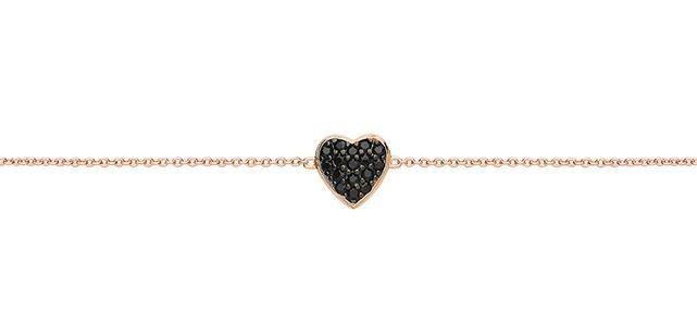 Silver 925 Rose Gold Vermeil with Black CZ Heart Bracelet - NiaYou Jewellery