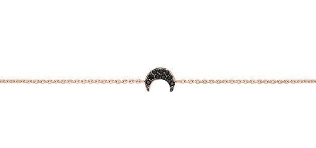 Silver 925 Rose Gold Vermeil with Black CZ Moon Bracelet - NiaYou Jewellery