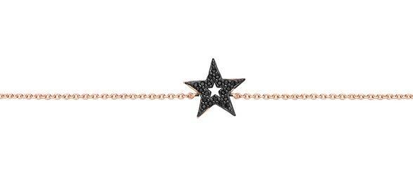 Silver 925 Rose Gold Vermeil with Black CZ Star Bracelet - NiaYou Jewellery
