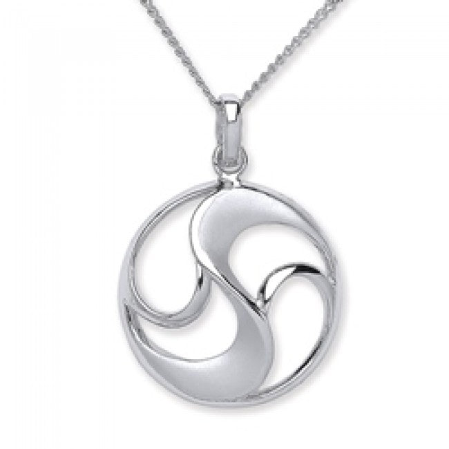 Silver 925 Round Swirl Matt and Polished Pendant Necklace - NiaYou Jewellery