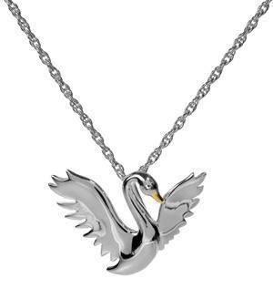 Silver 925 Swan Necklace with Gold Vermeil Details - NiaYou Jewellery