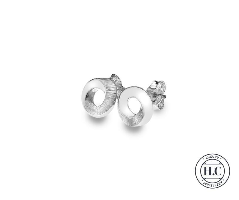 Silver 925 Textured Twist Circle Stud Earrings - NiaYou Jewellery