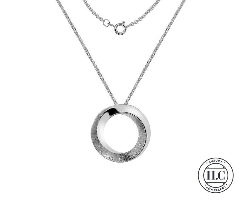 Silver 925 Twist Circle with Cubic Zirconia Pendant Necklace - NiaYou Jewellery