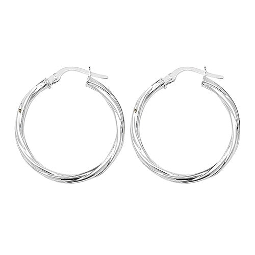 Silver 925 Twist Hoop Earrings 20 MM - NiaYou Jewellery