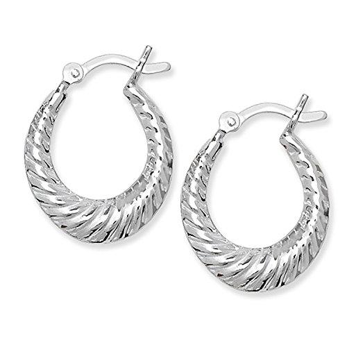 Silver 925 Twist Oval Patterned Creole Earrings - NiaYou Jewellery