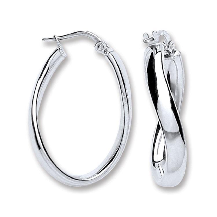 Silver 925 Wavy Oval Tube Hoop Earrings - NiaYou Jewellery