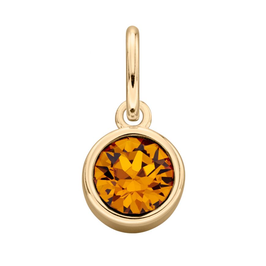 Silver 925 Yellow Gold Plated Cubic Zirconia Birthstone Charm Pendant - NiaYou Jewellery