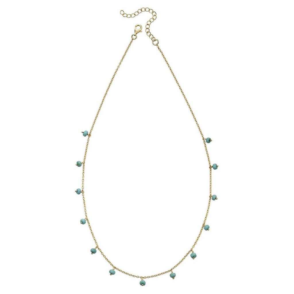 Silver 925 Yellow Gold Plated Magnesite Bead Necklace - NiaYou Jewellery