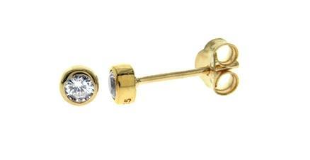 Silver 925 Yellow Gold Vermeil Rub Over Stud Earrings 4 MM - NiaYou Jewellery