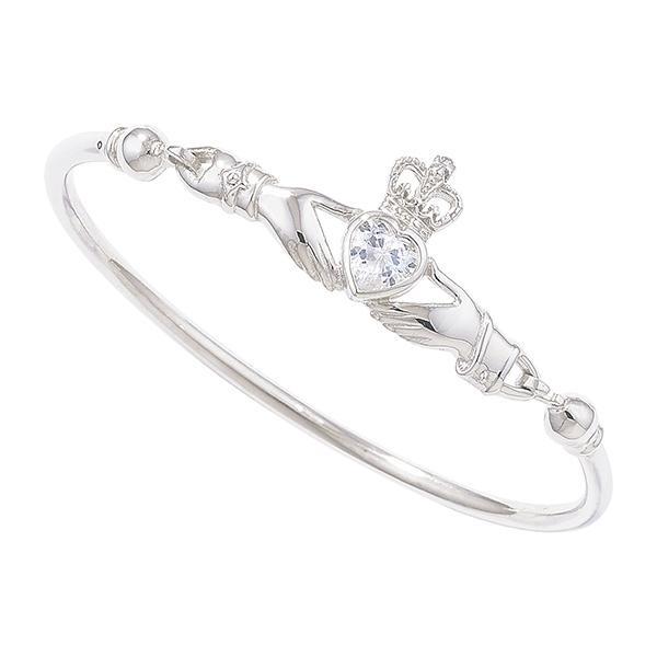 Sterling Silver 925 Celtic Claddagh Bangle with Cubic Zirconia - NiaYou Jewellery
