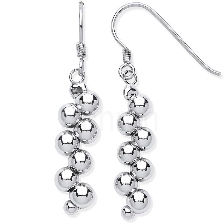 Sterling Silver 925 Cluster Bead Balls Drop Earrings - NiaYou Jewellery