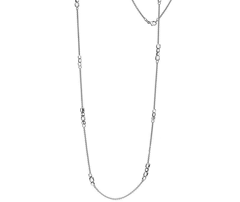 Sterling Silver 925 Cube Station Necklace 24" 61 cm - NiaYou Jewellery