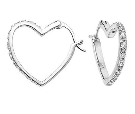 Sterling Silver 925 Cubic Zirconia Heart Hoop Earrings - NiaYou Jewellery