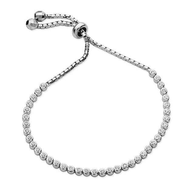 Sterling Silver 925 Cubic Zirconia Rubover Adjustable Tennis Bracelet - NiaYou Jewellery
