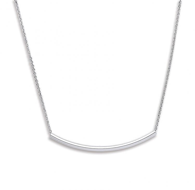 Sterling Silver 925 Curved Bar Necklace - NiaYou Jewellery