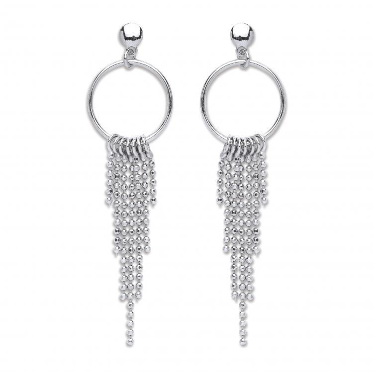 Sterling Silver 925 Fringed Hoop Earrings - NiaYou Jewellery