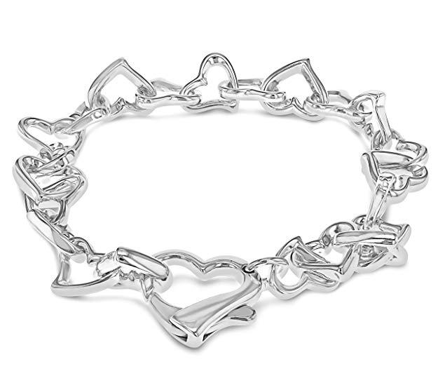 Sterling Silver 925 Heart Linked Bracelet - NiaYou Jewellery