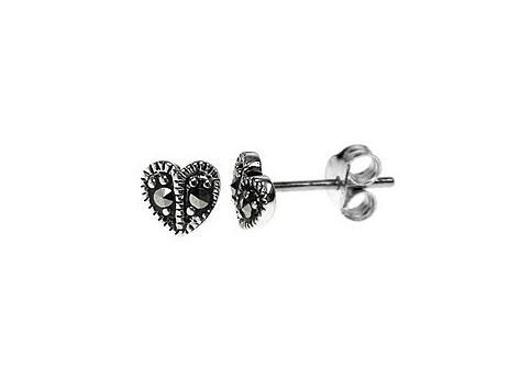 Sterling Silver 925 Marcasite Heart Small Stud Earrings 5 MM - NiaYou Jewellery