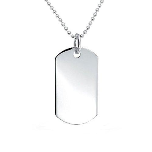 Sterling Silver 925 Men's Dog Tag Pendant with Ball Chain 51 cm - NiaYou Jewellery