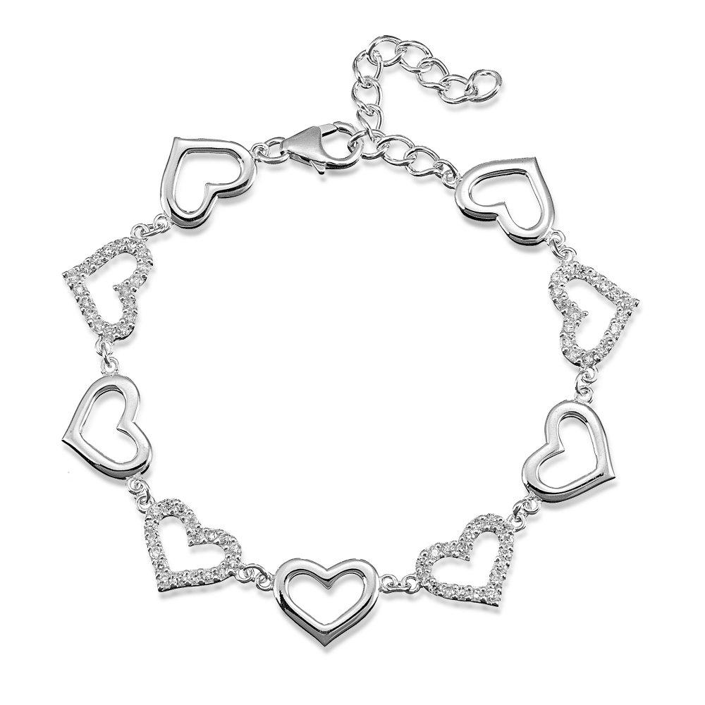 Sterling Silver 925 Multi Heart Bracelet - NiaYou Jewellery