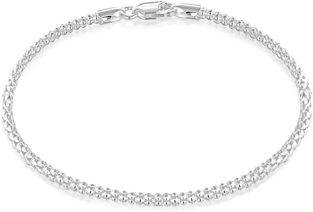 Sterling Silver 925 Popcorn Chain Bracelet 19cm - NiaYou Jewellery