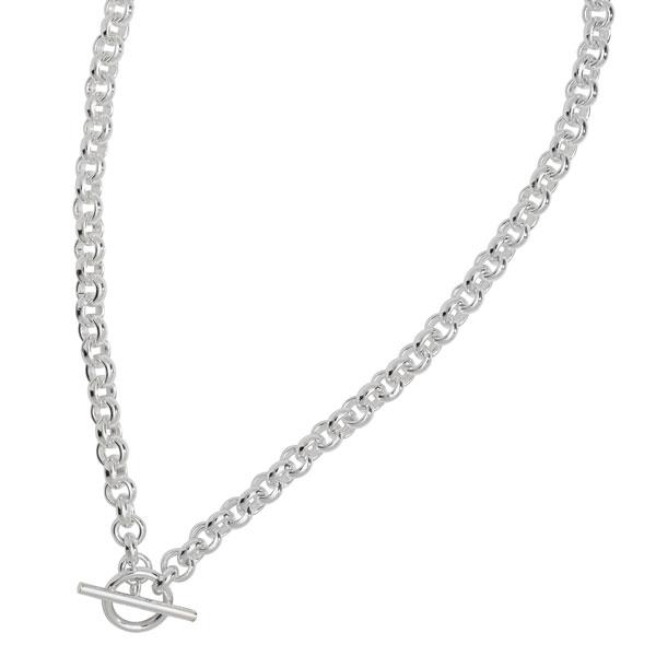 Sterling Silver 925 Rolo Belcher T - Bar Necklace 18 Inch - NiaYou Jewellery