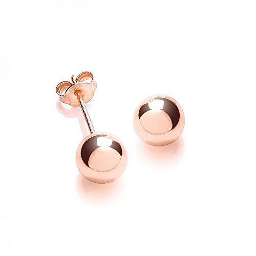 Sterling Silver 925 Rose Gold Plated Ball Stud Earrings 7 mm - NiaYou Jewellery