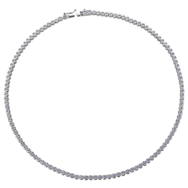 Sterling Silver 925 Rub Over Tennis Necklace - NiaYou Jewellery